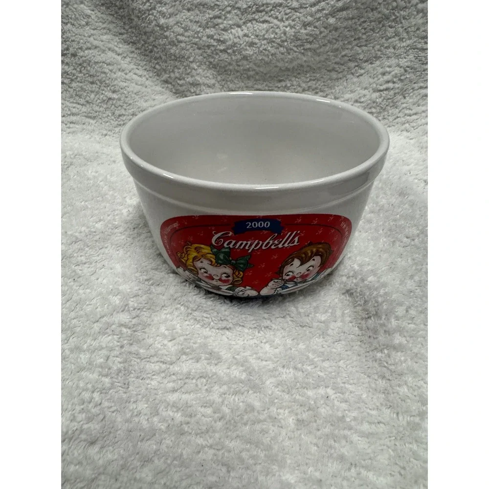 Vintage Campbells Soup Millennium 2000 Bowl Houston Harvest Ceramic White Red